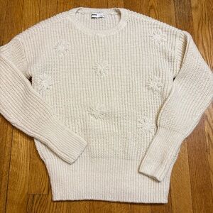 Sonoma Cream Embroidered Floral Sweater
